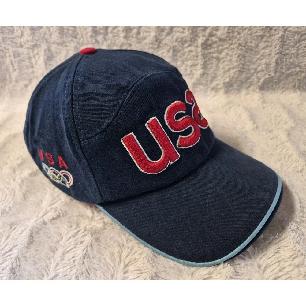 Vintage 2002 Olympics Winter USA by Roots Blue/Red Hat Cap Adjustable Strapback